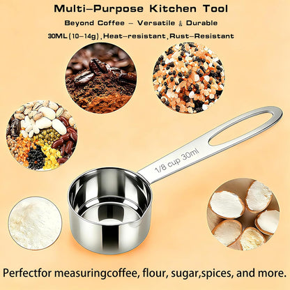 Reusable K Cup Refill Kit, 304 Stainless Steel 30ML Coffee Scoop & Aluminum Dosing Funnel, Fits Keurig 1.0 & 2.0 Reusable Metal/Plastic K-Cups Silver