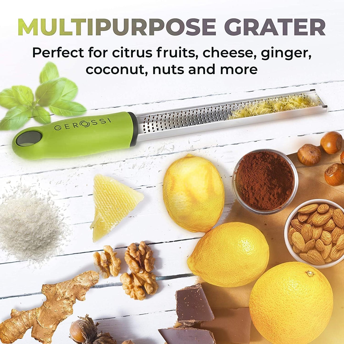 Stainless Steel Cheese and Citrus Zester Grater w/Extra Sharp Blade - Perfect for Lemons, Parmesan, Garlic, Chocolate - Spice Up any Kitchen Dish in Seconds with Your Premium Hand Held Shredder