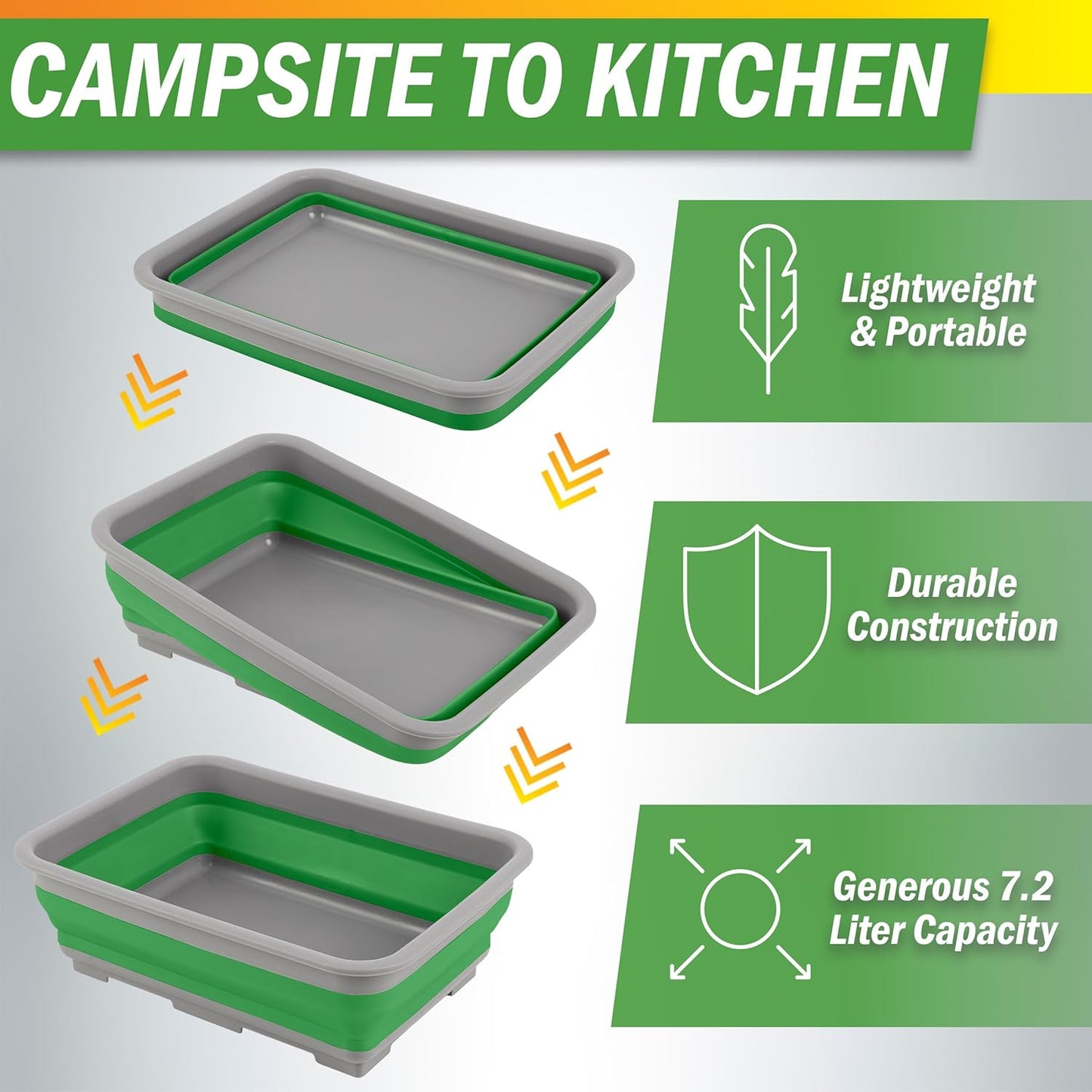 Collapsible Cleaning Caddy - Portable Multi-use Wash Basin, Dish Tub, or Ice Bucket with 7.27L Capacity for Camping and Tailgating by Wakeman (Red)