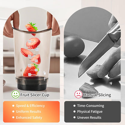 Fruits Slicer Cup,Fruit Slicing Cup with Removable Blade-Strawberry, Banana, Cucumber, Egg, Onion Slices with Push Plate,Rapid & Safe Slicing Kitchen Gadgets