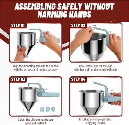 Stainless Steel Pancake Batter Dispenser, 40oz Batter Dispenser with Squeeze Handle, Great for Pancakes, Cupcake, Waffle or Any Baked Goods, Durable, Leak-Free, Space Gray