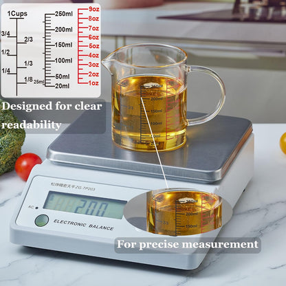 Ackers BORO3.3 Measure Glass -[Insulated handle | V-Shaped Spout]-Made of High Borosilicate Glass Measuring for Kitchen or Restaurant, Easy to Read, 120 ML (4 Oz)