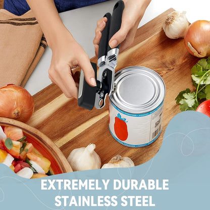 KTOJOY Heavy Duty Stainless Steel Smooth Edge 3-In-1 Multifunctional Manual Strong Can Bottle Opener – Soft-Grip Black