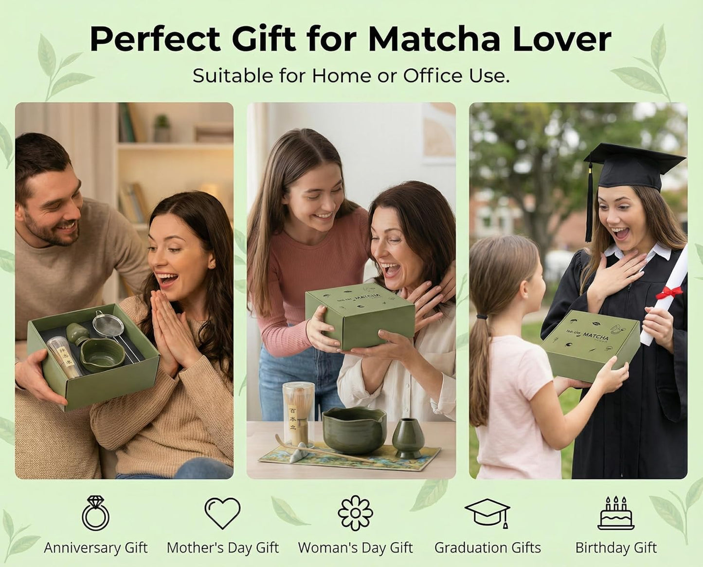 Matcha Whisk Set ,7 Pcs Matcha Set, Matcha Kit for Ceremony, Tradition Tea Set for Making Breakfast/Latte, with 20 OZ Bowl(Chawan)/Whisk and Holder, Valentine's Day Gift for Family/Friend Tea Lovers