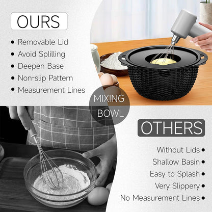 4-1 Colander with Bowl Set - Pasta Strainer - Colander for Kitchen - Strainers and Colanders Rice Strainer Fruit Cleaner Veggie Wash Sink Strainer Kitchen Essentials - Black
