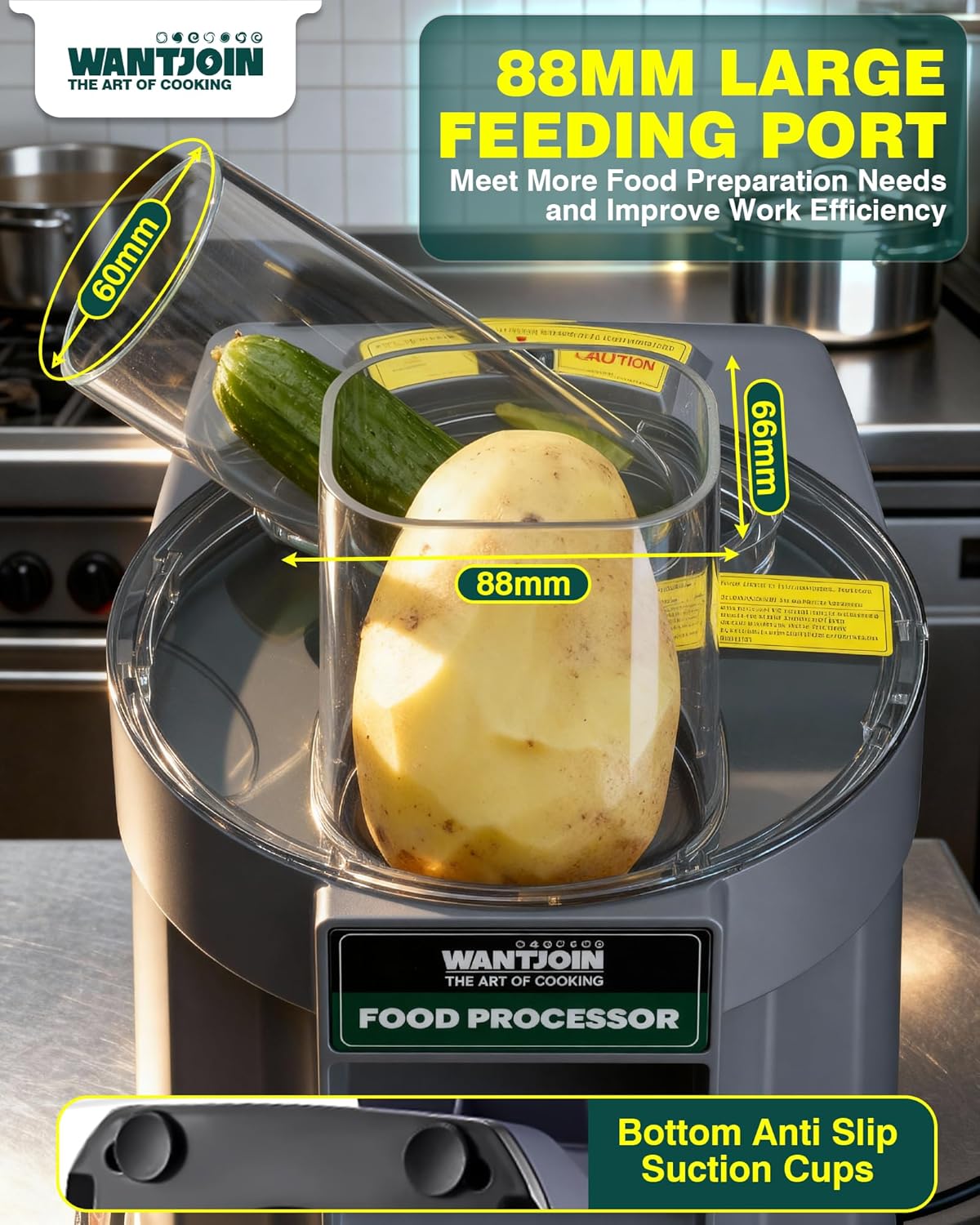 WantJoin 5 in 1 Electric Vegetable Chopper - Multifunctional Commercial Vegetable Dicer Food Fruit Processor Stainless Steel Blades for Slicing(2.5mm), Dicing(8/12mm), Chopping(2.5mm),Shredding