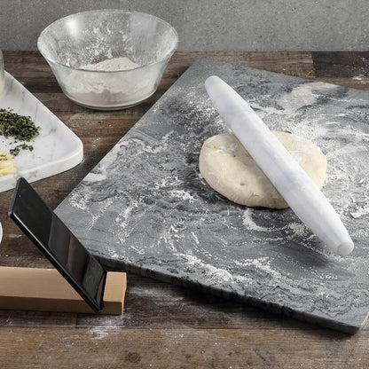 Koville African Natural Marble Rolling Pin, Non-Stick Polished Dough Roller, Pasta, Dumpling, Fondant, Pie Crust, Bread, Pizza Dough, Kitchen Baking Pastry Tools with Mat/Scraper（Namib Fantasy）