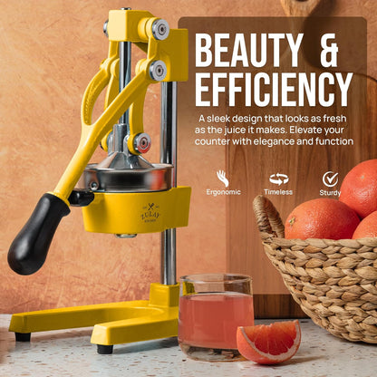 Zulay Kitchen Cast Iron Juicer - Heavy Duty Manual Juicer with Detachable Strainers for Easy Cleaning, Orange Juice Press for Citrus Fruits, Perfect for Bartenders, Juice Lovers & Health Enthusiasts