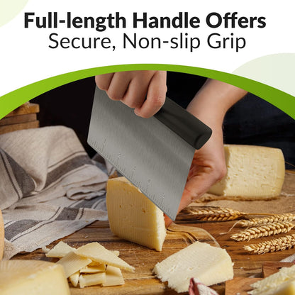 Upgraded 304 Stainless Steel Multi-Purpose Bench Scraper with Measurement Marks, Dishwasher Safe, Dough Cutter for Pizza, Bread and Cookie Dough Vegetable Chopper, Baking Supplies, Mint Green