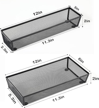 BYCY 3 Pack Mesh Flatware Drawer Organizer for Kitchen/Office/Home Tools,Spoon Knife Fork Organizers Box Utensil Tabletop Storage Tray (12 x 6 x 2 Inch)