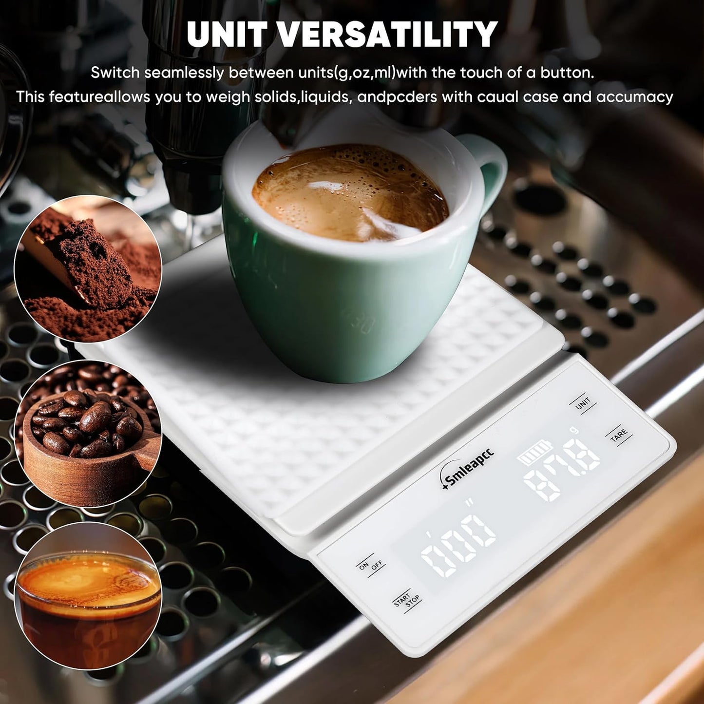 Food Scales for Kitchen,0.1g/3kg High Precision Small Multifunctional Digital Kitchen Food Scale,Digital Accurate Coffee Scale (White)
