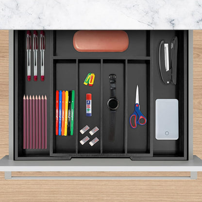 VaeFae Bamboo Drawer Organizer, Expandable Silverware Drawer Organizer, Cutlery Tray with Dividers for Kitchen Utensils, Medium