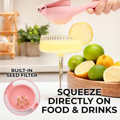 Zulay Kitchen Metal Lemon Squeezer - Handheld Lemon Juicer Squeezer - Easy to Use Citrus Juicer - Manual Press for Extracting the Most Juice Possible - Extracts Every Last Drop