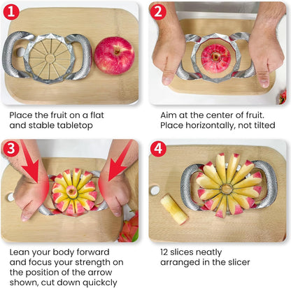Apple Slicer and Corer, Upgraded Heavy Duty Apple Cutter Slicer with Stand, Cut Apples All The Way Through, Stainless Steel Blade Apple Cutter 8 Slices with Comfort Handle, Up to 3.5 IN Apples