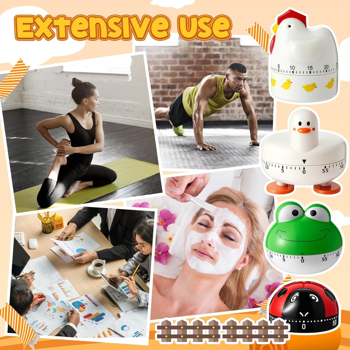 Amylove 4 Pieces Cute Kitchen Timer Animal Mechanical Manual Fox Raccoon Bear Wolf 60 Minutes Loud Alarm Egg Windup Timer for Adults Christmas Home Cooking Baking Fitness Beauty
