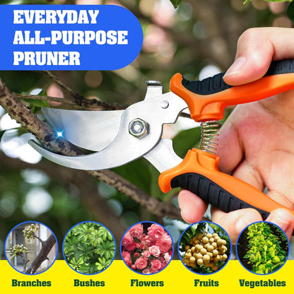 EWPJDK 4 Pack Garden Pruning Shears, Stainless Steel Garden Shears, Gardening Shears, Garden Scissors, Clippers, Pruning Snips, Pruning Shears for Gardening Tools (4PCS Yellow Orange Green)