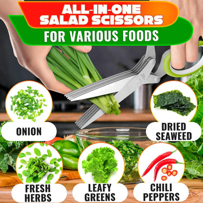 2 in 1 Kitchen Scissors for Food – Stainless Steel Blade & Plastic Cutting Board Scissors with Safety Lock | 9.5" Tomato Knife, Fruit & Vegetable Cutter – Easy-to-Use Kitchen Shears for Meat, Cheese