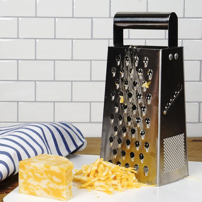 RSVP International Endurance Kitchen Collection Multi-Use Cheese Grater Handheld Potato Slicer Shredder for Hard & Soft Cheeses, Vegetables & Zesting, 6 x 5 x 9-3/4-Inch, Non-Slip Bottom