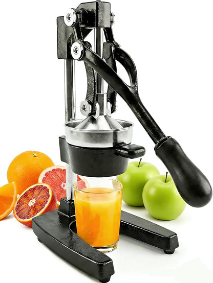 Cast Iron Orange Juice Squeezer for Kitchen,Heavy-Duty Professional Citrus Juicer-Stainless Steel Manual Citrus Press&Orange Squeezer(Easy-to-Clean) (Black)