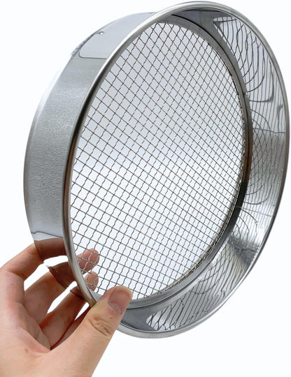 Soil Sifter Set with 3 Sieve Meshes for Rock and Sand - Stainless Steel