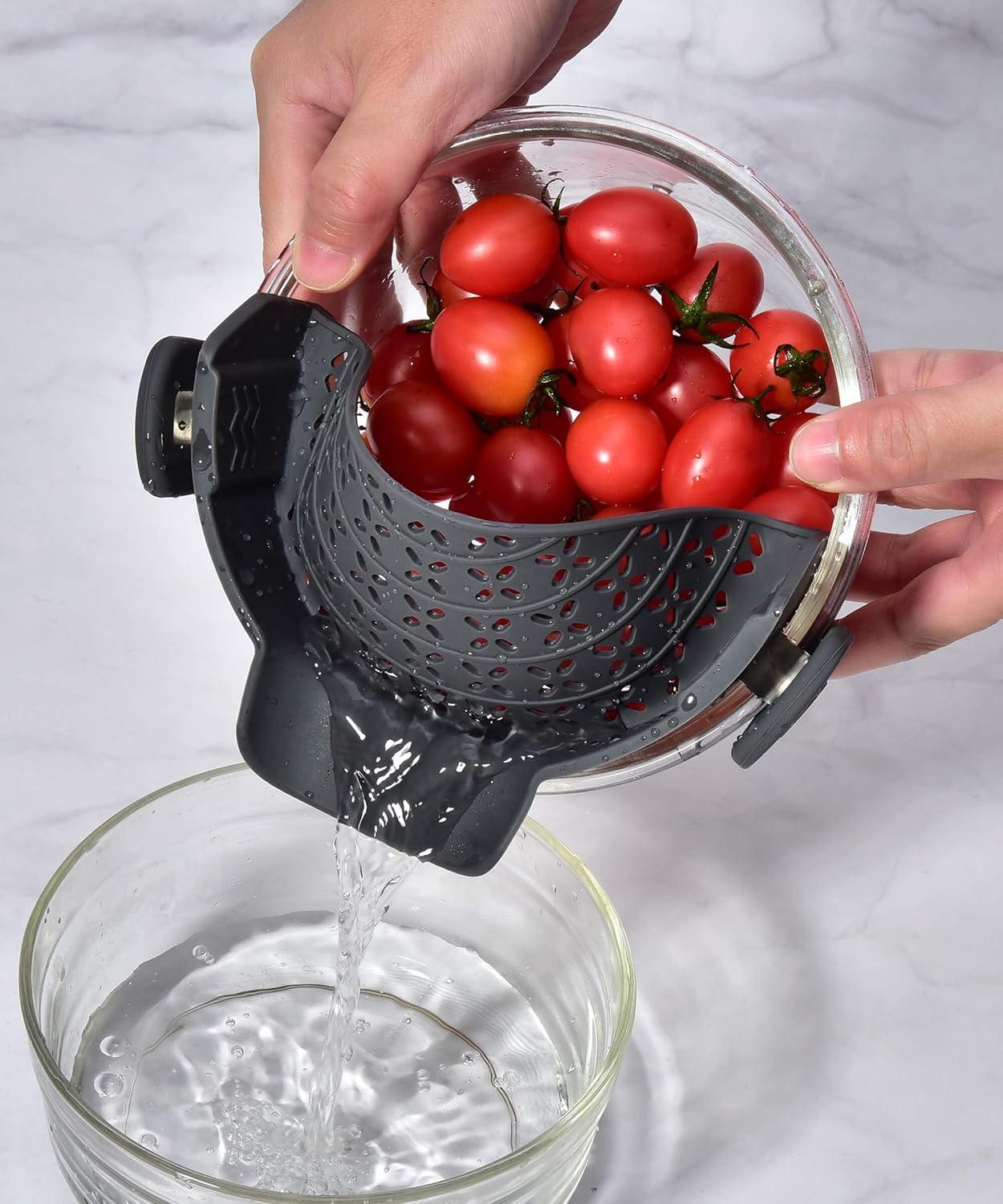 Strain Pot Strainer and Pasta Strainer - Adjustable Silicone Clip On Food Strainers for Pots, Pans, and Bowls - Kitchen Drainer Colander