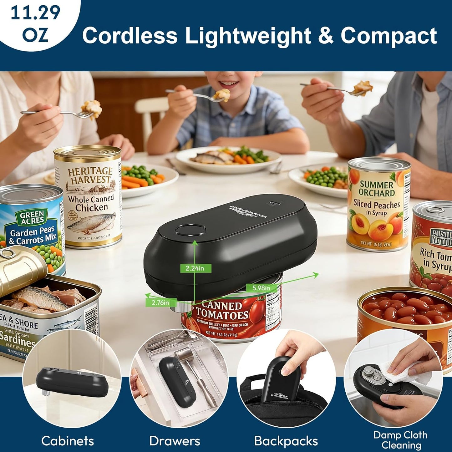 Electric Can Opener for Seniors with Arthritis, USB Rechargeable Can Opener, One-Touch Automatic Hands Free Kitchen Gadgets Gifts for Women