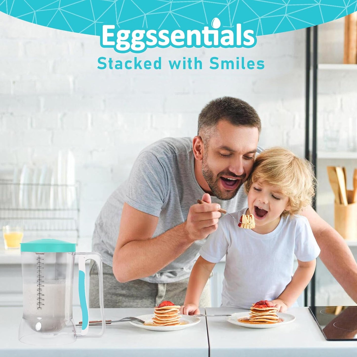 Eggssentials - Pancake Batter Dispenser with 5-Cup Capacity - Waffle Batter Dispenser for Pancakes, Cupcakes & Crepes, Easy-Squeeze Handle, Dishwasher Safe - Black Pancake Dispenser