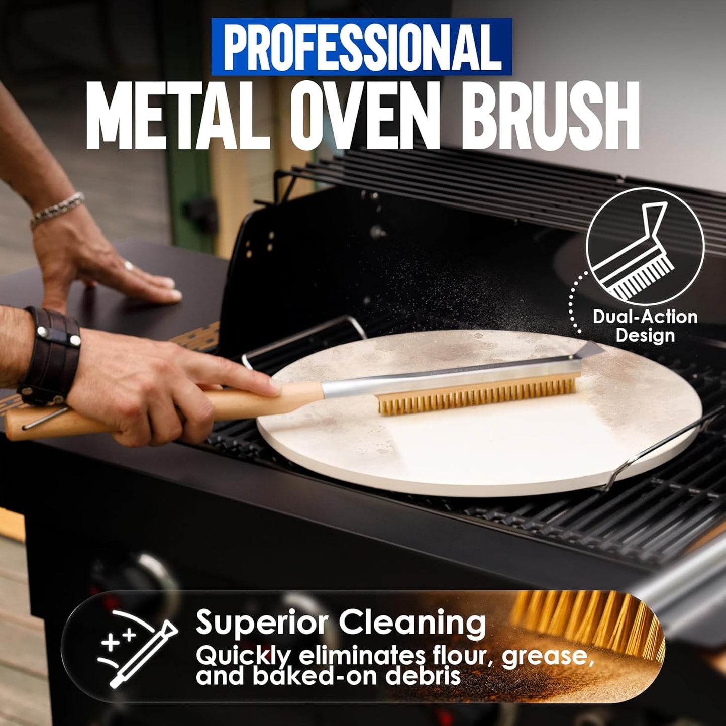 KitchenStar 14-Inch Pizza Cutter Rocker Blade - Sharp Stainless Steel Slicer Knife, Protective Cover, Dishwasher Safe, Large - Professional Pizza Oven Accessories