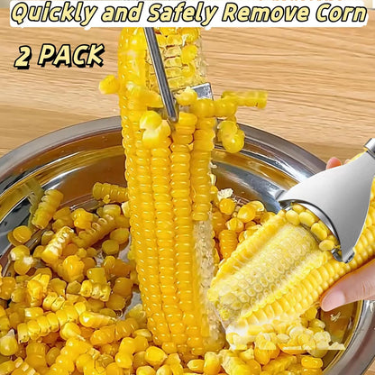 Corn Peeler 2PCS Stainless Steel Corn Peeler and Stripper Tool Set 2026 Corn Planer Cutter Thresher Scraper,Peel Corn Cob Separator Quick