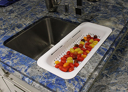 Over-the-Sink Expandable Colander – BPA-Free Collapsible Plastic Strainer for Fruits, Vegetables, Pasta & Dishes – 14.25" to 19.5" Adjustable Sink Basket – Black
