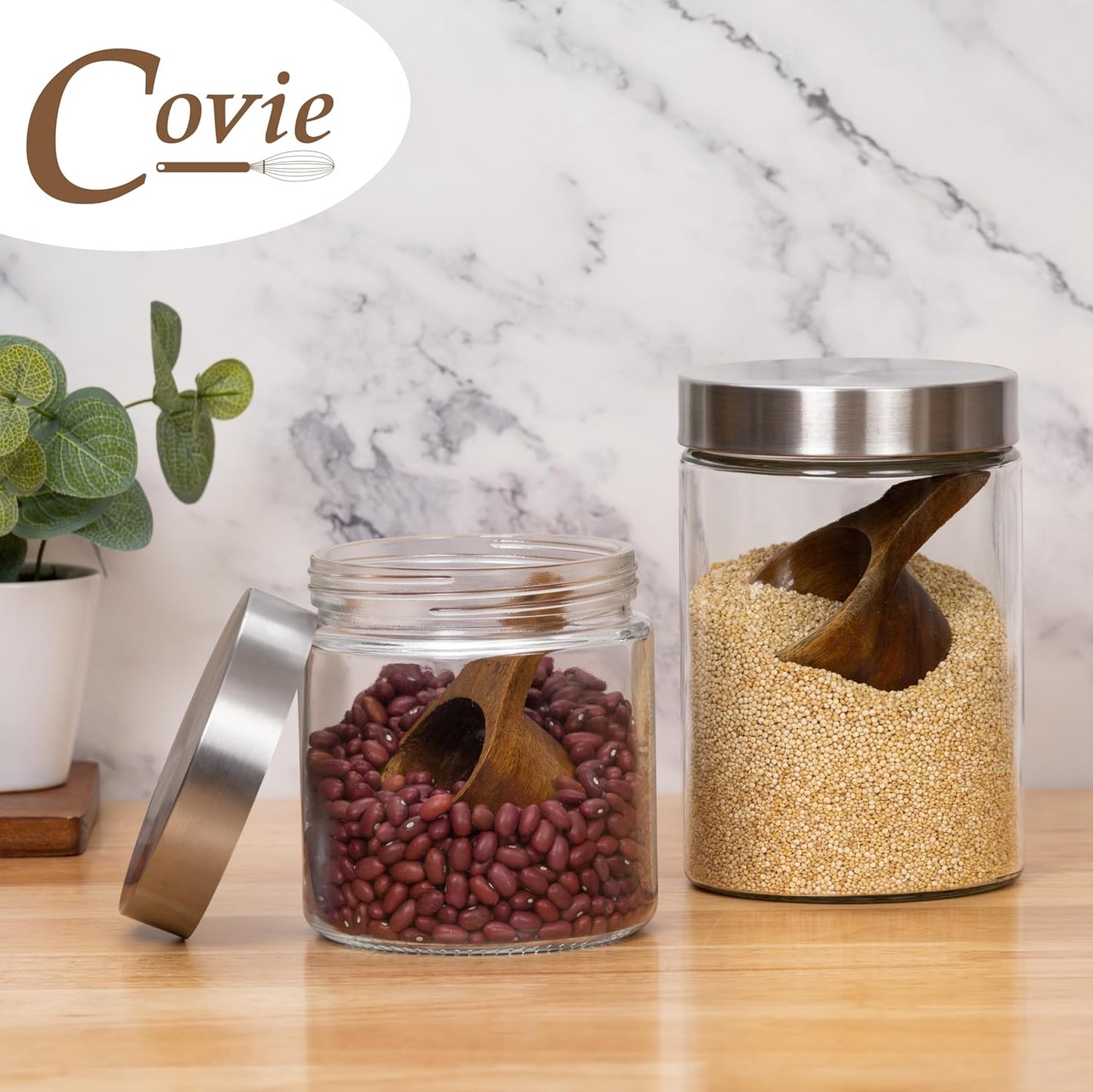 Covie Wooden Measuring Cups and Spoons Set - Cute Measuring Cups, Wood Kitchen Accessories
