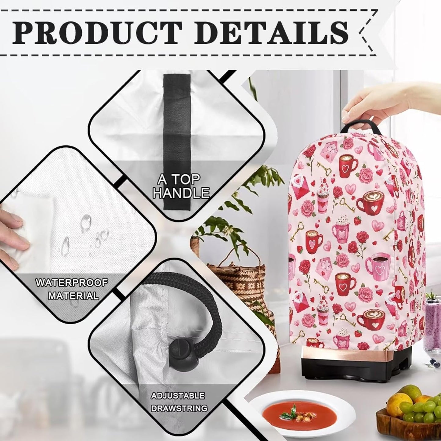 Coffee Pastry Blender Dust Cover with Drawstring Field Stand Mixer or Coffee Maker Cover Anti Fingerprint Polyester Appliance for Home Kitchen Decor