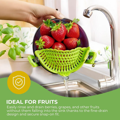 Performore Compact Universal Silicone Snap-On Pot Strainer | Heat-Resistant Clip-On Food Colander | BPA-Free Pasta, Vegetable & Soup Drainer | Dishwasher Safe Kitchen Tool