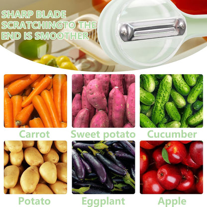 Vegetable Peeler with Container, Stainless Steel Potato Peeler and Fruit Peeler with Storage Box, Multi-Function Veggie Peeler with Peel Catcher for Home Kitchen (Orange)