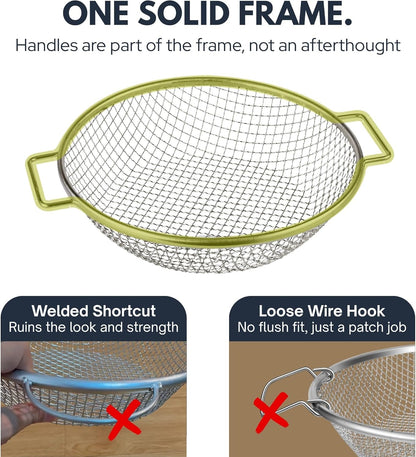 Round Soil Sifter for 5-Gallon Bucket (1/4-inch Mesh), Stainless Steel Garden Sieve with Handles