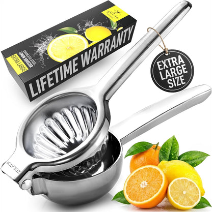 Lemon Squeezer Stainless Steel with Premium Quality Heavy Duty Solid Metal Squeezer Bowl - Large Manual Citrus Press Juicer and Lime Squeezer Stainless Steel - by Zulay Kitchen