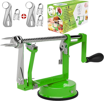 ARSUK Apple Peeler Corer Slicer with Suction Base – 3-in-1 Heavy Duty Cast Iron Hand Crank Machine for Potatoes & Pears – Stainless Steel Blades, Adjustable Arm, Quick Peeling & Spiral Slicing Tool