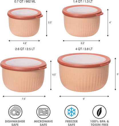 Oggi Prep, Store & Serve Plastic Bowl w/See-Thru Lid- Dishwasher, Microwave & Freezer Safe, (4 qt) White/Aqua