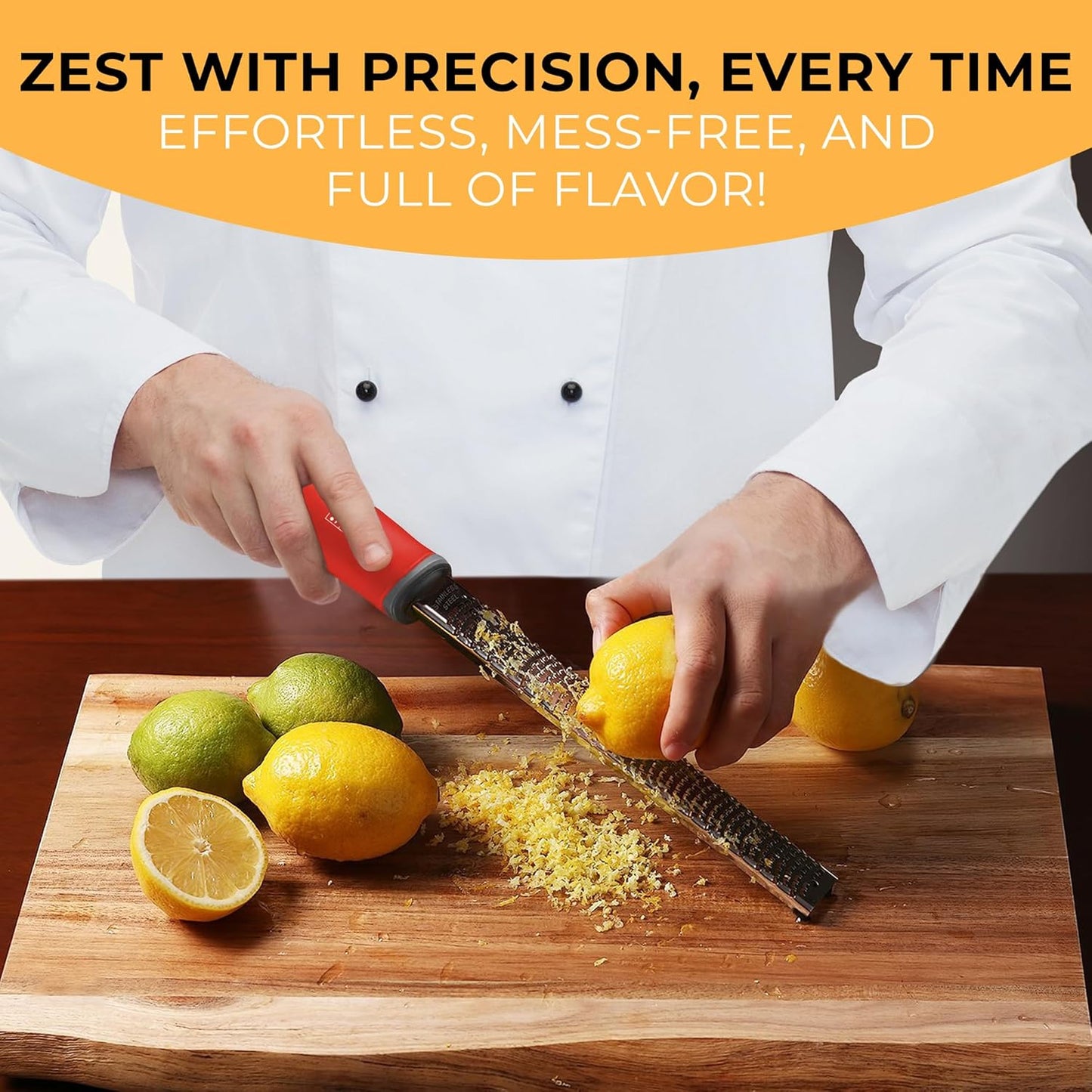Orblue Lemon Zester & Cheese Grater - Premium Citrus Zester, Kitchen Grater for Parmesan, Chocolate, Fruits, Vegetables, Ginger, Garlic, Nutmeg - Stainless Steel Blades with Protective Cover, Black