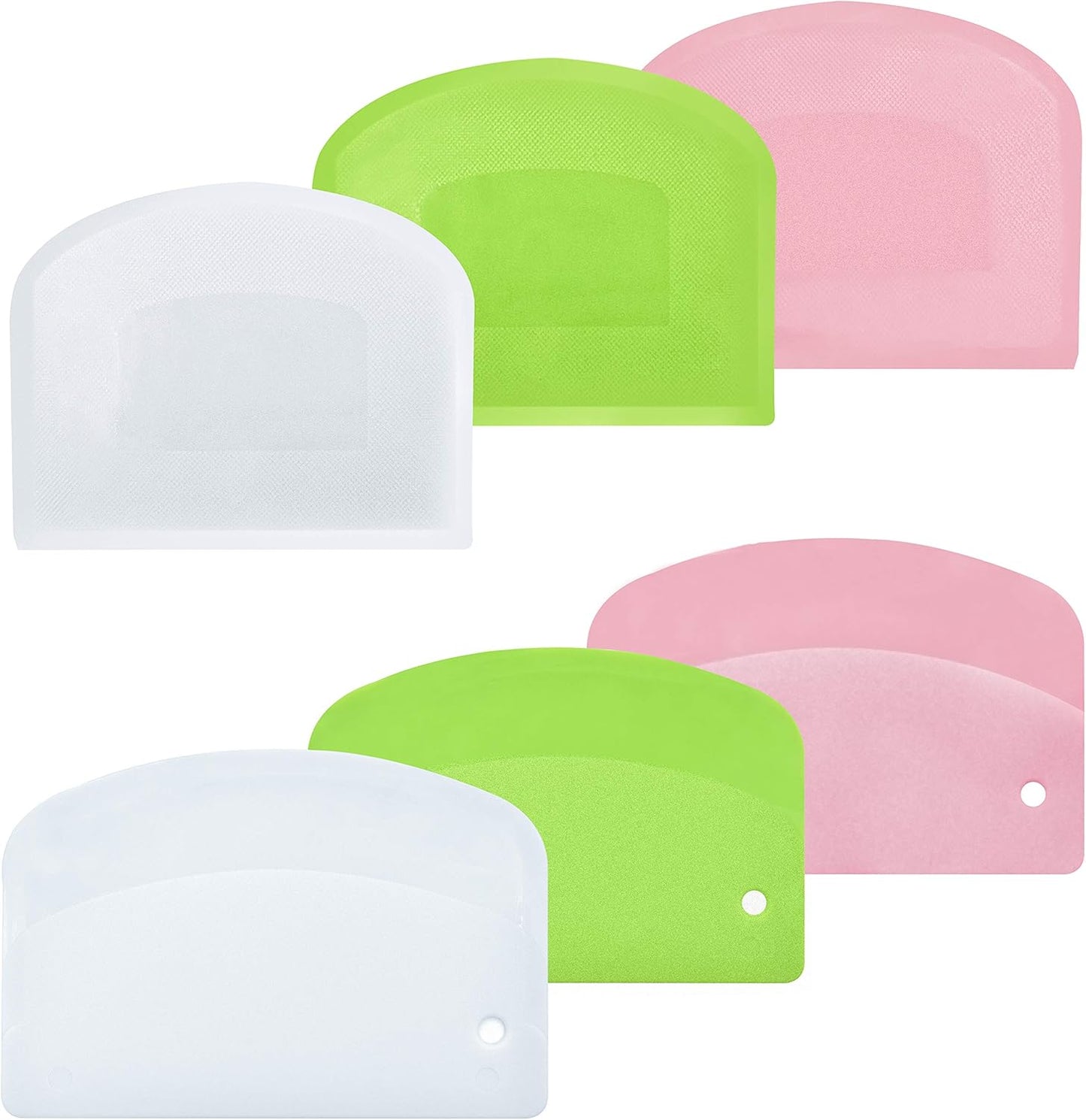 Bread Dough Plastic Bowl Scraper: 6PCS Food Safety Flexible Plastic Multi-function Kitchen Tool Bench Scraper | Practical Pizza Cutter Multipurpose Cake Chopper for Bread Dough Cake Fondant Icing