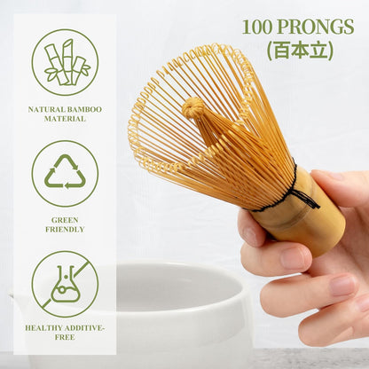 YIBO Matcha Whisk Set With Bowl, Ceramic Matcha Making Kit Includes Bamboo Whisk (Chasen), Holder Stand, Powder Starter Sifter, Scoop, Measuring Spoon & Cup Tea Tools For Ceremony (Mottled Green)