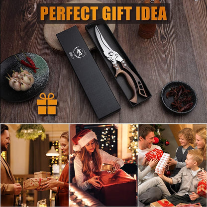 Dream Reach Poultry Shears, Heavy Duty Kitchen Shears with Serrated Edge, No Rust Spring Loaded, Multipurpose Stainless Steel Kitchen Scissors for Chicken, Bone, Meat, Turkey, Fish Thanksgiving Gifts