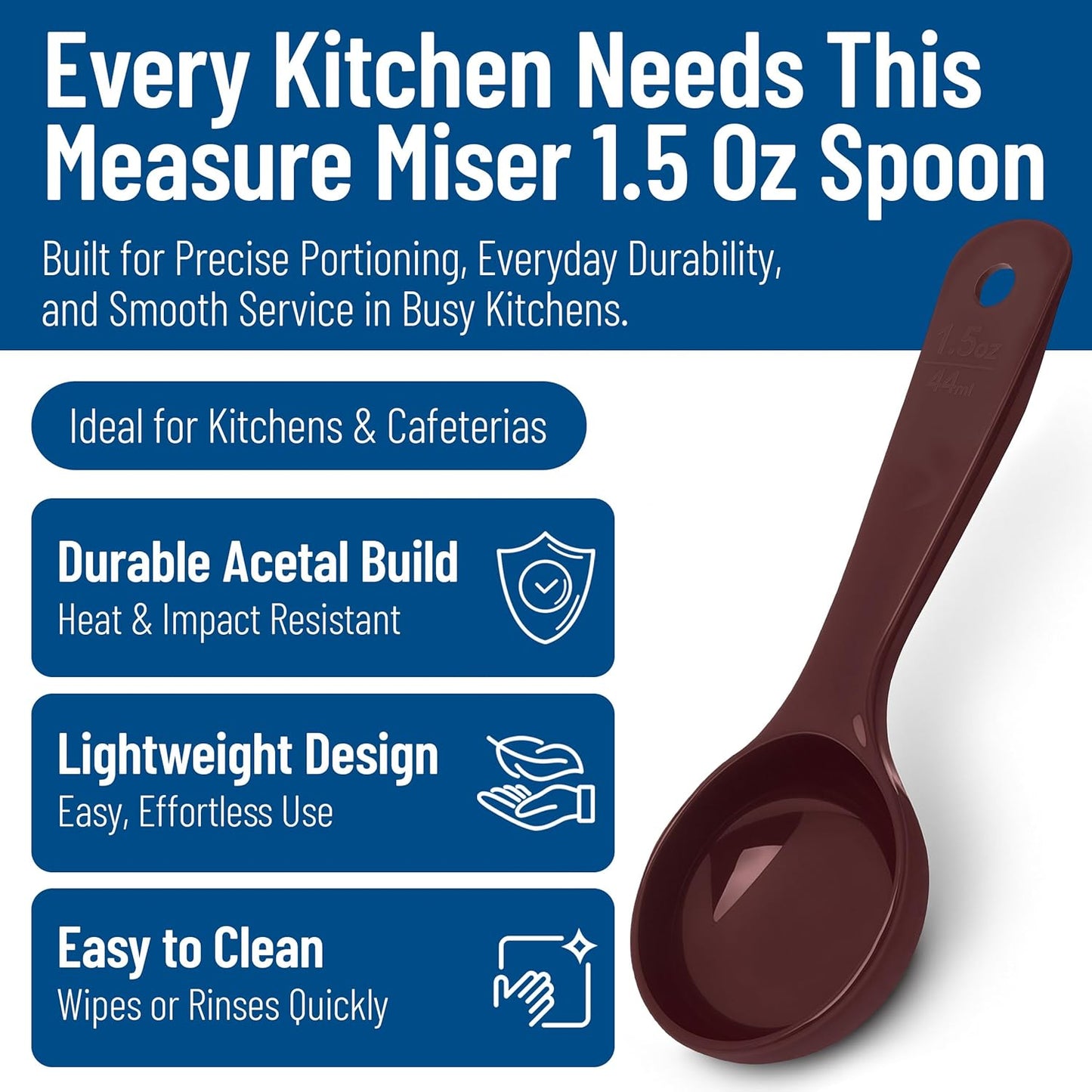 Carlisle FoodService Products 492104 Measure Miser Solid Measuring Spoon with Short Handle, 1 Ounce, Yellow