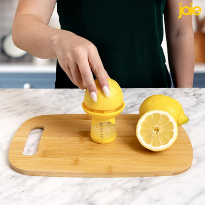 Joie Lemon and Lime Small Hand Juicer and Reamer, Built-In Measuring Cup, 1oz/30ml, Easy to Strain, Stores Leftover Juice, BPA-Free, Dishwasher Safe