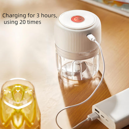 Electric Garlic Chopper, 250ML Food Chopper USB, Mini Vegetable Chopper, Garlic Mincer, Onion Chopper, Portable Small Food Processor (white), EDR00101