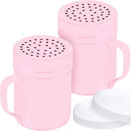 CUSINIUM Metal Salt Pepper Dredge Shakers - With Handle - Seasonings Spice Shakers With Holes and Lids - 10 Ounce, 2pcs | Style: Medium