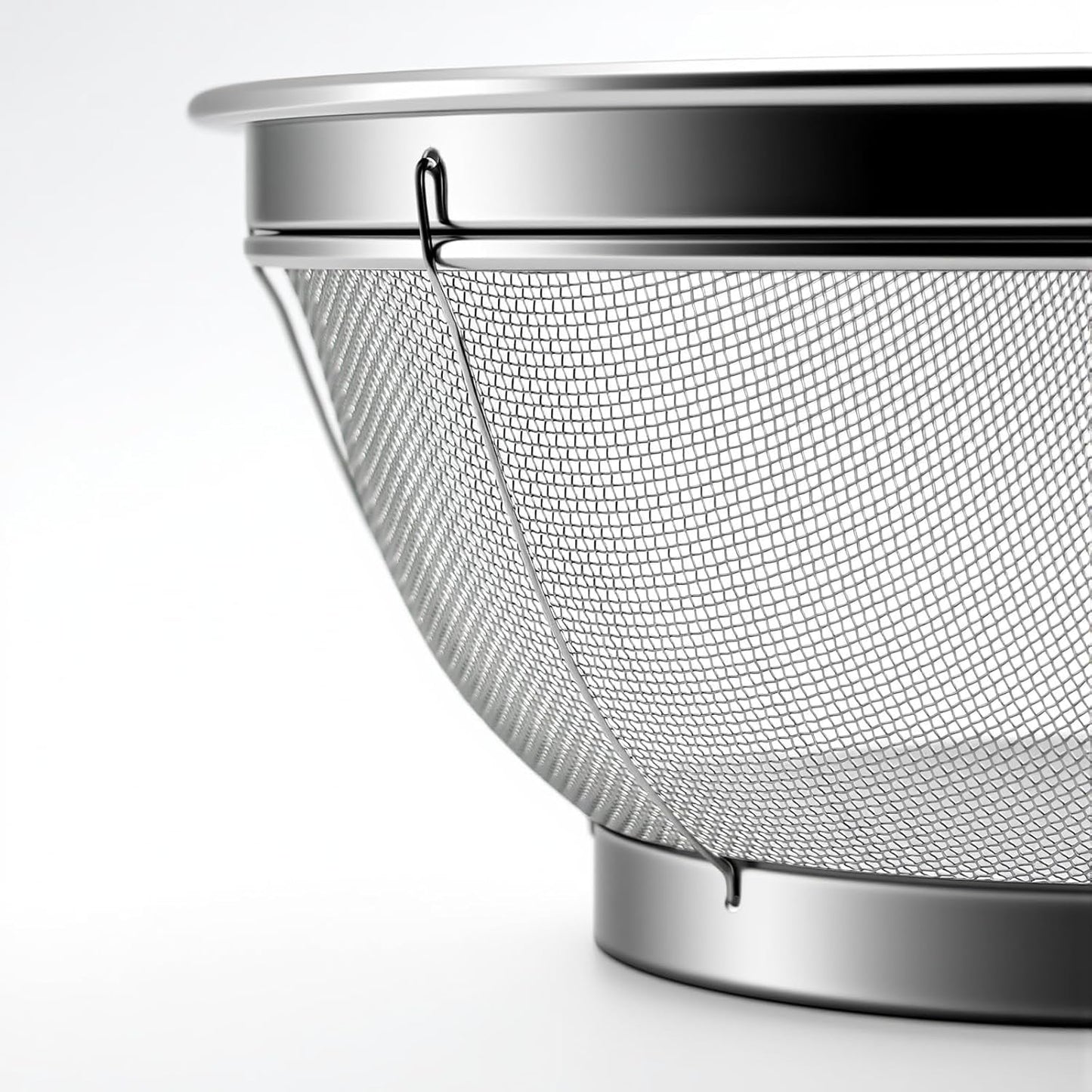 Fine Mesh Strainer for Kitchen, Stainless Steel Colander Bowl for Pasta, Rice, Fruit, Metal Net Baskets with Resting Base - Strain, Drain, Rinse