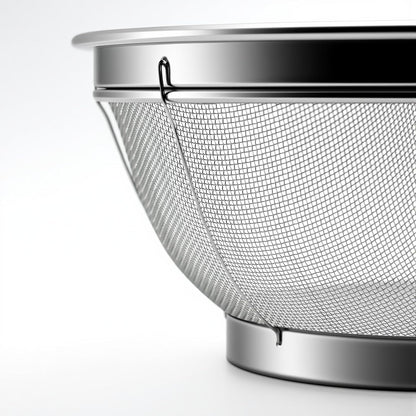 Fine Mesh Strainer for Kitchen, Stainless Steel Colander Bowl for Pasta, Rice, Fruit, Metal Net Baskets with Resting Base - Strain, Drain, Rinse