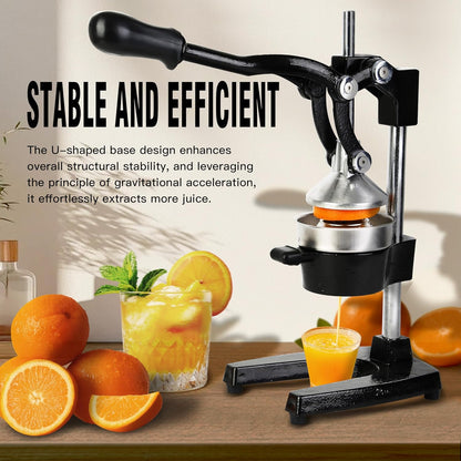 Cast Iron Juicer Hand Press – Heavy Duty Manual Citrus Juicer, Professional Orange Press, Stainless Steel Lemon Squeezer & Lime Juice Extractor (gray)