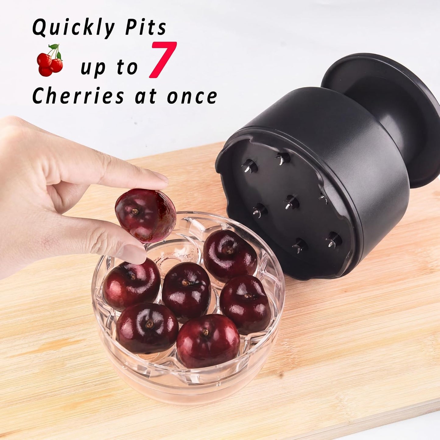 Cherry Pitter Multi 7-IN-1 Stainless Steel Cherry Pitter Tool Cherries Corer Making Cherry Jam (Red)